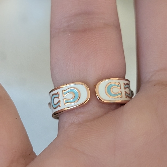 Coach White and Gold With Blue Women's Ring Adjustable To Your Finger One Size - Picture 9 of 9